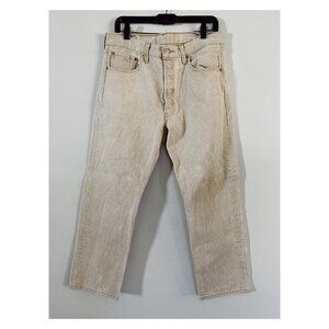 Levi's 501 Sz 34x28 Straight Fit Light Tan Wash Button Fly Denim Jeans
